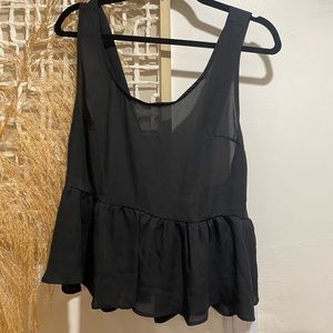 Pins and needle large black peplum top bow